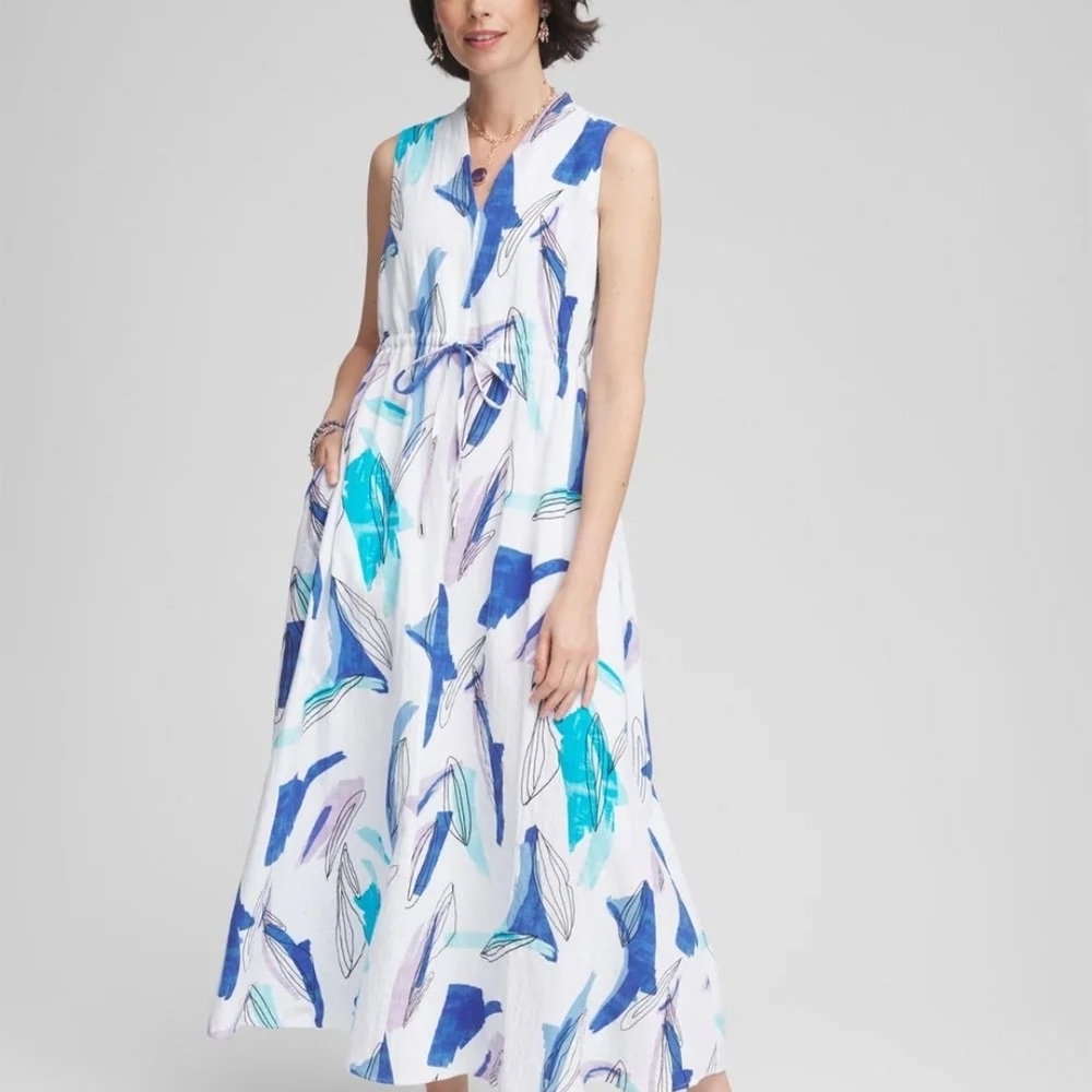 Chico's Blue and Purple Abstract Maxi Dress